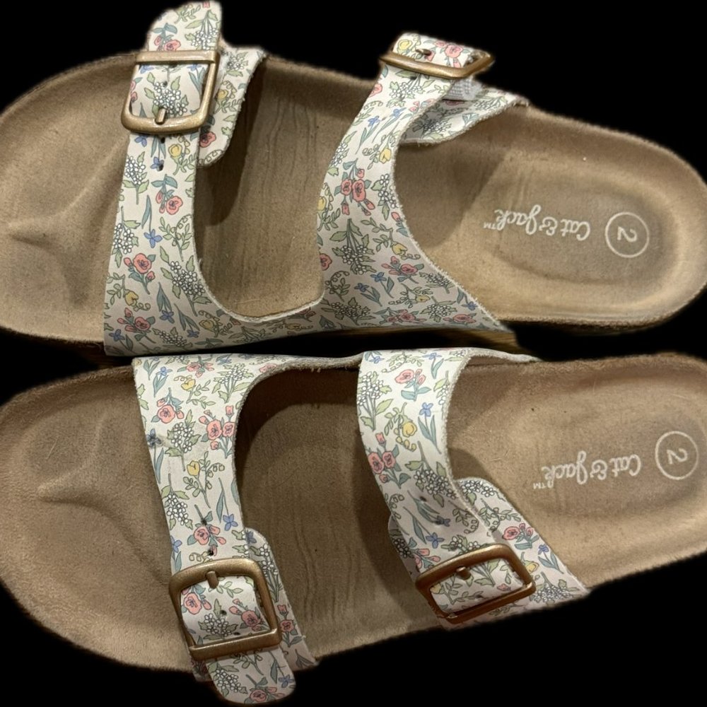 Cat and Jack Kids' Drew Floral Slip-On Footbed Sandals Size 2